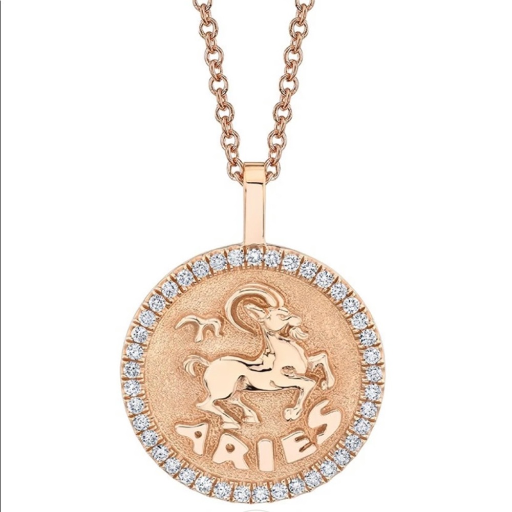 Anita ko 18k rose gold Aries pendant with diamonds